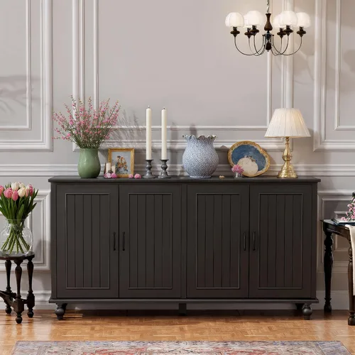 Miniatura 13 de Scurrty Armario buffet con almacenamiento, barra de café de 62 pulgadas en cocina, buffet con 4 puertas, aparador buffet para comedor, cocina y sala