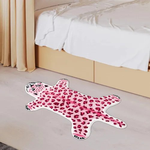 Miniatura 7 de Divertida alfombra de baño de leopardo marrón para baño, bonita alfombra de baño de dibujos animados de leopardo, antideslizante, absorbente