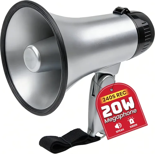 Miniatura 10 de MyMealivos 20W Megaphone Bullhorn, Built in Siren & 240s Recording, 5.4"×8.6" Portable Megaphone with Volume Control Cover Up to 300 feet+ for Verde