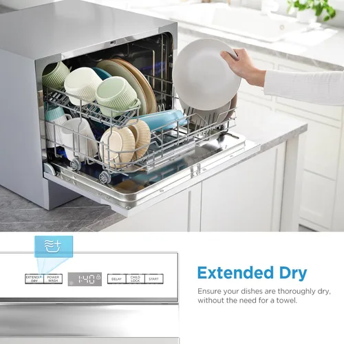 Miniatura 5 de Midea MDC22P2ASS - Lavavajillas de encimera, 6 ajustes de lugar y 6+2 ciclos de lavado, lavavajillas portátiles, lavavajillas Energy Star