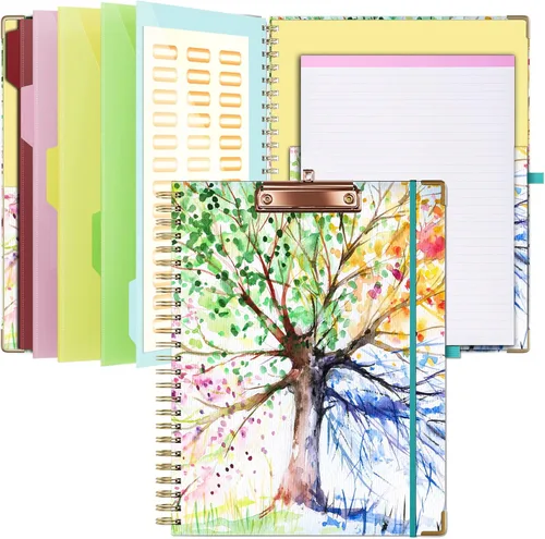 Miniatura 18 de Ospelelf Folio portapapeles con bloc de notas para tamaño carta, carpeta portapapeles con almacenamiento, 5 carpetas con 10 bolsillos, cierre Tarot
