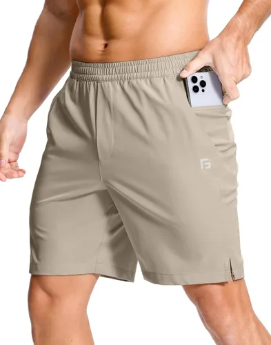 Miniatura 78 de GGJ Pantalones cortos deportivos ligeros para hombre con 2 bolsillos con cremallera de 7/5/9 pulgadas, pantalones cortos de tenis de secado rápido