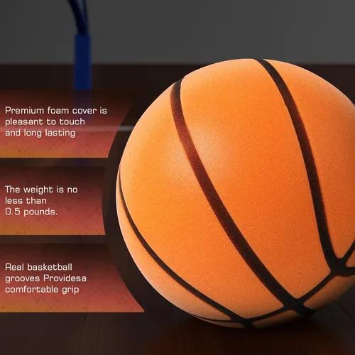 Miniatura 6 de Balón de baloncesto silencioso tamaño 3, bola de espuma sin ruido para entrenamiento en interiores, balón sin sonido con diseño ranurado de alto