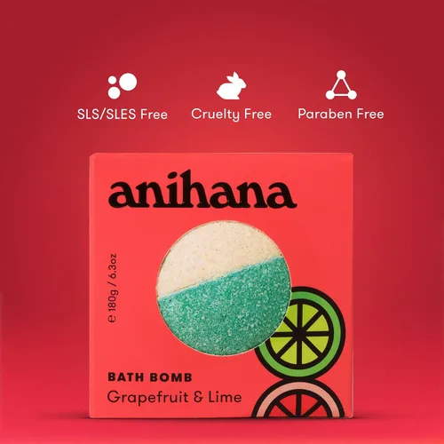 Miniatura 3 de ANIHANA Bomba de baño con aceite de coco, sin parabenos, rociadores de lujo hechos a mano, aroma refrescante de pomelo y lima, 6.3 onzas