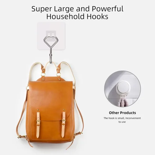 Miniatura 3 de Ganchos adhesivos grandes de 44 libras (máx.), ganchos de pared autoadhesivos transparentes y extraíbles, ganchos impermeables y resistentes al