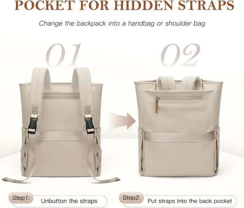 Miniatura 3 de Mochila convertible para mujer, mochila de trabajo, bolso de viaje, mochila para laptop, bolsa de libros para universidad, enfermera, viaje