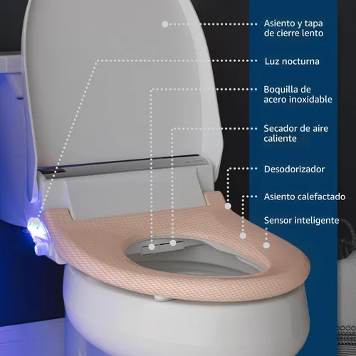 Miniatura 2 de Bio Bidet BB2000 Bliss - Asiento de inodoro eléctrico con bidé, agua caliente con secador de aire, asiento calefactado con sensor y tapa de cierre