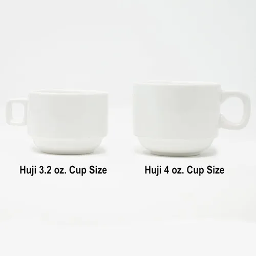 Miniatura 8 de Huji Juego de tazas y platillos de café turco expreso de porcelana fina de 3.2 onzas (4 tazas, 4 platillos)