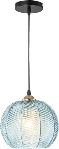 Miniatura 9 de Lámparas colgantes de esquina vintage para sala de estar, lámpara colgante de vidrio acanalado ámbar con cable enchufable, lámpara colgante bohemia