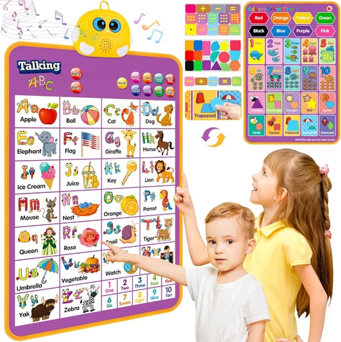 Tabla de pared del alfabeto, ABC parlante, póster musical, juguetes de aprendizaje para niños pequeños de 2 a 4 años, juguetes interactivos
