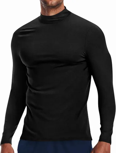 Miniatura 7 de Uni Clau Suéter de cuello alto falso para hombre, de manga larga, suéter básico ajustado