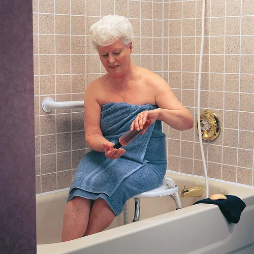 Miniatura 3 de Carex Asiento de baño y ducha ajustable - Taburete de ducha - Asiento de baño de aluminio - Silla de ducha con asa