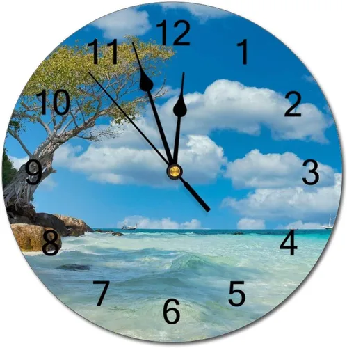 Miniatura 13 de Reloj de pared silencioso sin tictac de PVC, montañas del Tirol del Sur, Italia, senderismo, C, funciona con pilas, 10 pulgadas (9.8 in), reloj