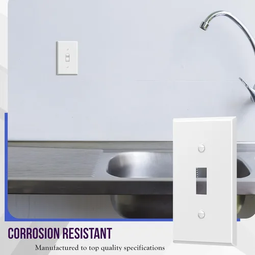 Miniatura 110 de ENERLITES Placa de Pared Metálica para Interruptor de Luz de Palanca, Acero Inoxidable 201, Resistente a la Corrosión, Tamaño Estándar 1-Gang 4.50