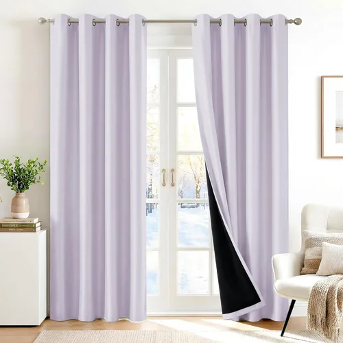 Miniatura 55 de Deconovo Cortinas 100% opacas, cortinas de ventana con aislamiento térmico, paneles reductores de ruido, cortinas de forro negro, con ojales