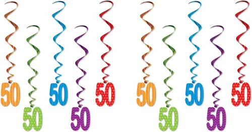 Miniatura 10 de Beistle Remolinos del número "13" – Paquete de 5 coloridas decoraciones colgantes en espiral con recortes de doble cara número trece para fiestas