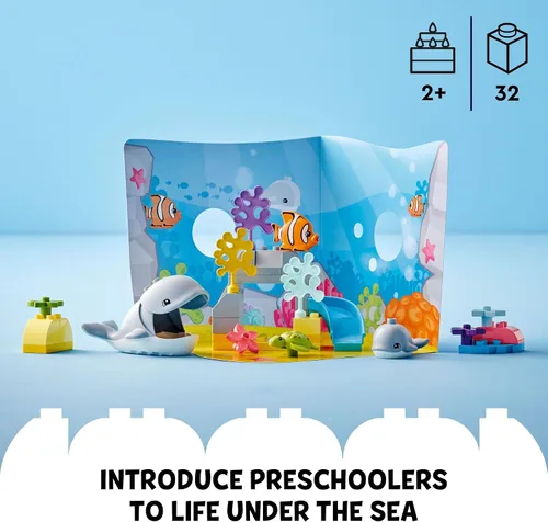 Miniatura 2 de LEGO DUPLO - Juego de animales salvajes del océano 10972, con figuras de animales marinos de ballena y tortuga, juguetes educativos con divertidos