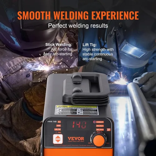Miniatura 3 de VEVOR Soldador de Palo, Mini y Portátil 140Amp 2 en 1 Máquina de Soldadura ARC/Lift TIG, Soldador de Arco con Arranque en Caliente/Fuerza