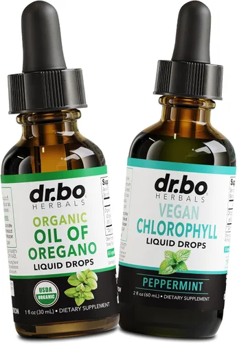 Aceite de orégano Gotas líquidas orgánicas y clorofila – Aceite de gotas de orégano Extracto de tintura y clorofila vegana Líquido corporal Detox