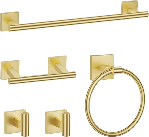 Miniatura 10 de TURS Juego de 5 Piezas de Accesorios de Ferretería de Baño de Níquel Cepillado, Juego de Barras para Toallas de Baño de Acero Inoxidable SUS304, Kit