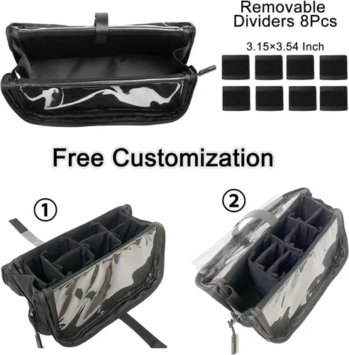Miniatura 2 de Bolsa organizadora de brochas de maquillaje de viaje, soporte para brochas de maquillaje de pie con divisores ajustables, soporte para bolsa