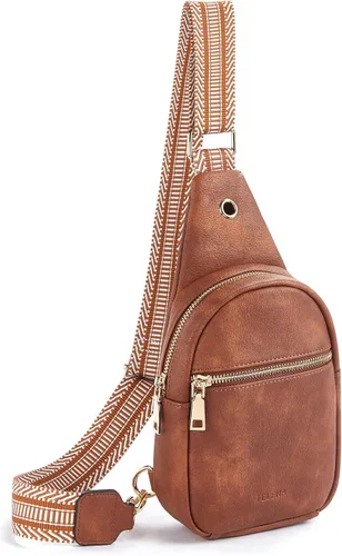 Miniatura 168 de Telena Riñonera pequeña para mujer, de cuero, cangureras, bolsa de pecho para mujer