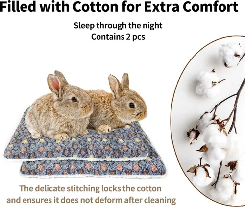 Miniatura 4 de Amakunft 2 Piezas Alfombrillas Lavables para Cama de Conejillo de Indias, Almohadilla de Cama de Invierno de Conejo para Interiores, Colchón Cálido