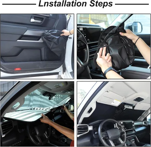 Miniatura 5 de Parasol para parabrisas para Toyota Tundra/Sequoia 2022-2024 para automóvil, reflector UV grueso, color plateado, protector para ventana delantera