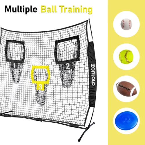Miniatura 4 de Zonlolo Red de Entrenamiento de Fútbol Americano de 6 x 6 pies, Red de Lanzamiento de Fútbol Americano con 3 Bolsillos Objetivo, Equipo Portátil