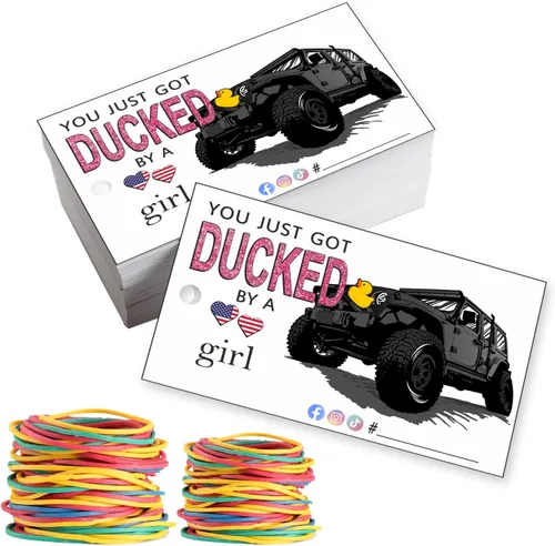 You've Been Ducked | You Just Got Ducked By a Car Girl | Tarjeta de juego de pato de pato | Etiqueta de tarjeta de pato | Paquete de 50 | Tamaño de