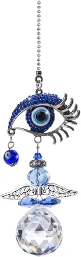 Miniatura 10 de Adorno colgante de ojo maligno azul de 4.5 pulgadas con cuentas de cristal - Amuleto de buena suerte, decoración para el hogar, oficina, coche