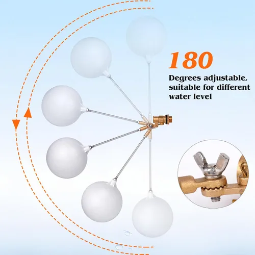 Miniatura 6 de Válvula de flotador Válvula de bola de latón de 1/2 pulgada Brazo ajustable para ganado Canal de agua Tanque de stock Llenado automático para agua