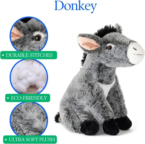 Miniatura 7 de The Petting Zoo Peluche de burro, regalos para niños, animales de granja Wild Onez, juguete de peluche de burro de 12 pulgadas