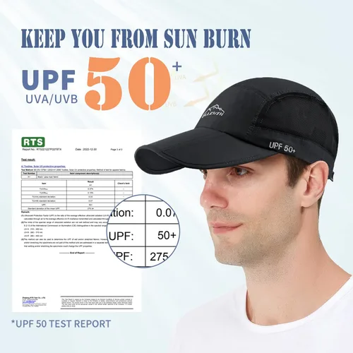 Miniatura 60 de ELLEWIN Gorra de béisbol unisex UPF 50 sin estructura, con pico grande y plegable