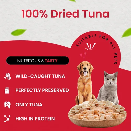 Miniatura 4 de Golosinas de atún liofilizadas para gatos y perros – 100% capturado en la naturaleza, un solo ingrediente, alto en proteínas, aperitivo saludable
