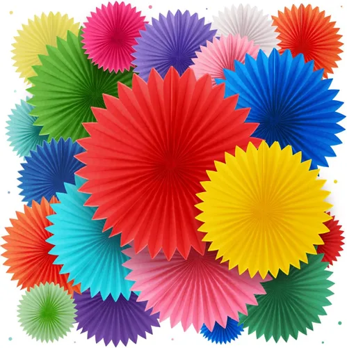 Abanicos de papel coloridos – Decoraciones de fiesta de arcoíris – Decoraciones de feliz cumpleaños para mujeres, hombres y niños – Decoración de