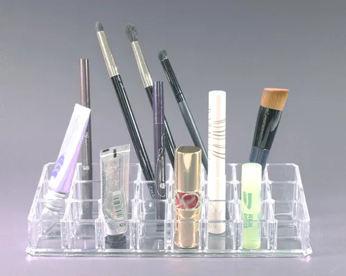 Miniatura 5 de Estuche de maquillaje acrílico transparente y lápiz labial o soporte para brochas con 24 compartimentos