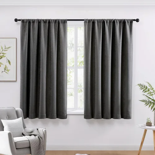 Miniatura 20 de WRENSONGE Cortinas opacas para dormitorio, cortinas opacas negras de 63 pulgadas de largo para sala de estar, ventanas, cocina, habitación, cortinas