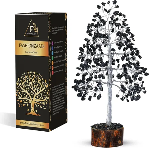 FashionZAADI Árbol bonsái de cristal de turmalina negra para energía positiva, cristales de protección de Reiki, decoración del árbol de la vida,