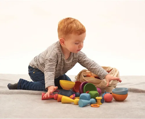 Miniatura 3 de TickiT Rainbow Wooden Super Set Juego de 84 12 formas 7 colores Juego de piezas sueltas para bebés y niños pequeños de 10 meses Inspira