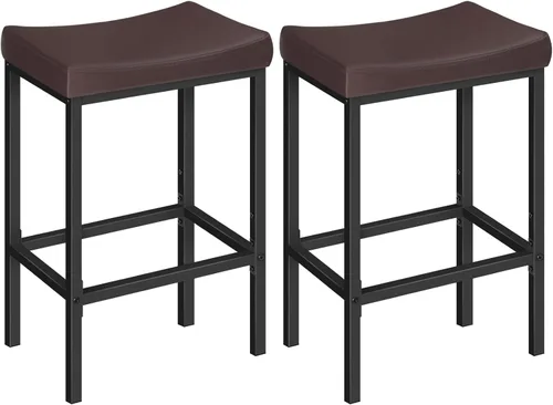 Miniatura 16 de HOOBRO Taburetes de bar, juego de 2 sillas de bar, taburetes de altura de mostrador, taburetes de sillín con superficie curva, 24.8 pulgadas