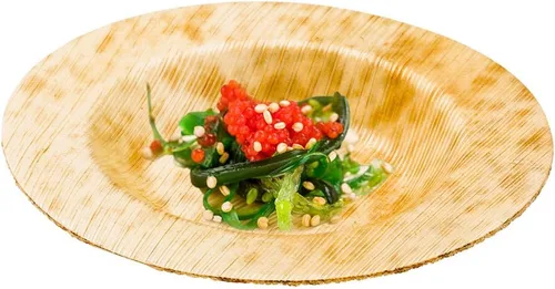 Restaurantware Platos de bambú de 3.5 x 3.5 pulgadas, 100 bandejas sostenibles, bandejas redondas desechables de bambú para servir sushi, duraderas