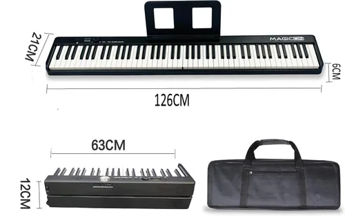 Miniatura 3 de BX2 - Piano electrónico plegable de 88 teclas, tamaño completo, teclas semipesadas, piano portátil, la tecla táctil de fuerza, compatible
