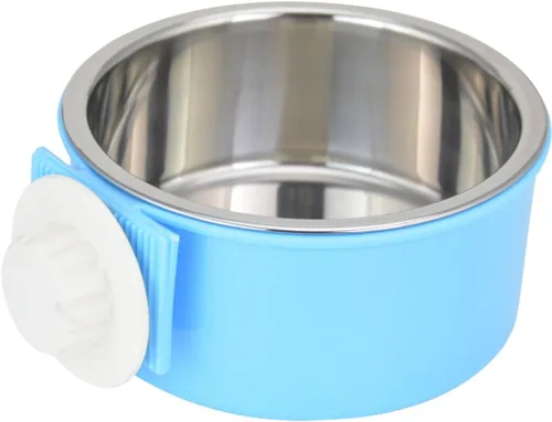 Miniatura 9 de Cuenco extraíble de acero inoxidable para perros, comedero de alimentos y agua, taza para gatos, cachorros, pájaros, mascotas (grande, azul)