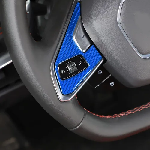 Miniatura 2 de Adhesivos de fibra de carbono para volante de automóvil, accesorios interiores para Chevrolet Corvette C8 Z06 2020-2024 (fibra de carbono azul A)