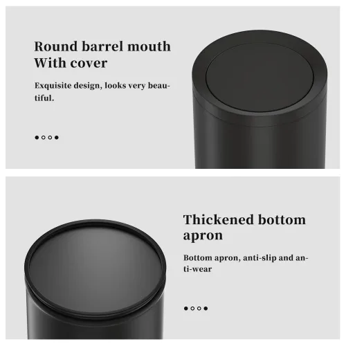 Miniatura 4 de Bote de basura negro de 2.4 galones con tapa, tapa oscilante, cubo doble, papelera pequeña, cubo de basura moderno para baño, dormitorio, oficina