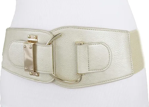 Miniatura 30 de TFJ - Cinturón ancho de moda para mujer, cintura alta, hebilla de gancho de metal dorado, talla XS, S, M, L, XL