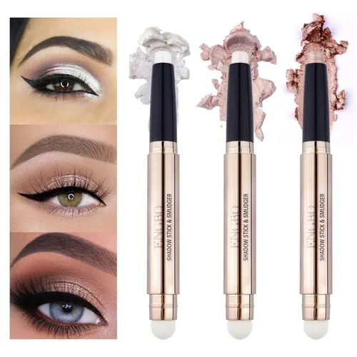 Miniatura 11 de LOKFAR 3 lápices de sombra de ojos en barra de maquillaje cosméticos iluminadores de ojos, lápiz de sombra de ojos en crema giratorio impermeable