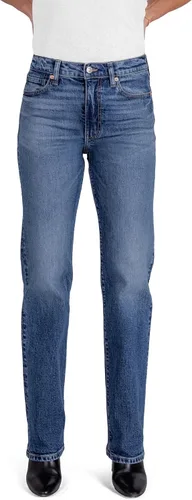 Pantalones clásicos de mezclilla de tiro medio y corte recto para mujer