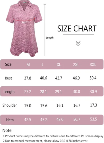 Miniatura 7 de MISS FORTUNE Camiseta de entrenamiento para mujer, polo de golf, manga corta, cuello en V, ligera, absorbe la humedad, camiseta de trabajo atlética